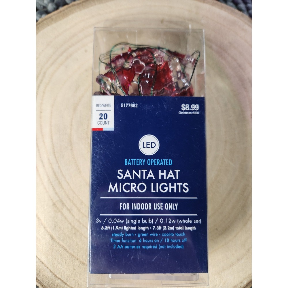 2019 CHRISTMAS/HOLIDAY/SEASONAL Santa Hat MINI‎ STRING Lights LED~NEW